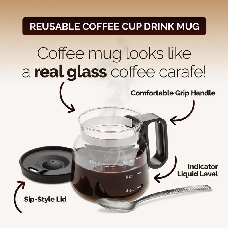 💕49% RABATT💖☕ 473 ml glasmugg – i kaffekannastil