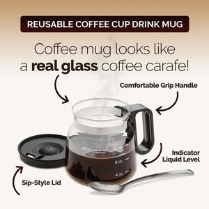 💕49% RABATT💖☕ 473 ml glasmugg – i kaffekannastil