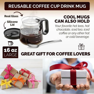 💕49% RABATT💖☕ 473 ml glasmugg – i kaffekannastil