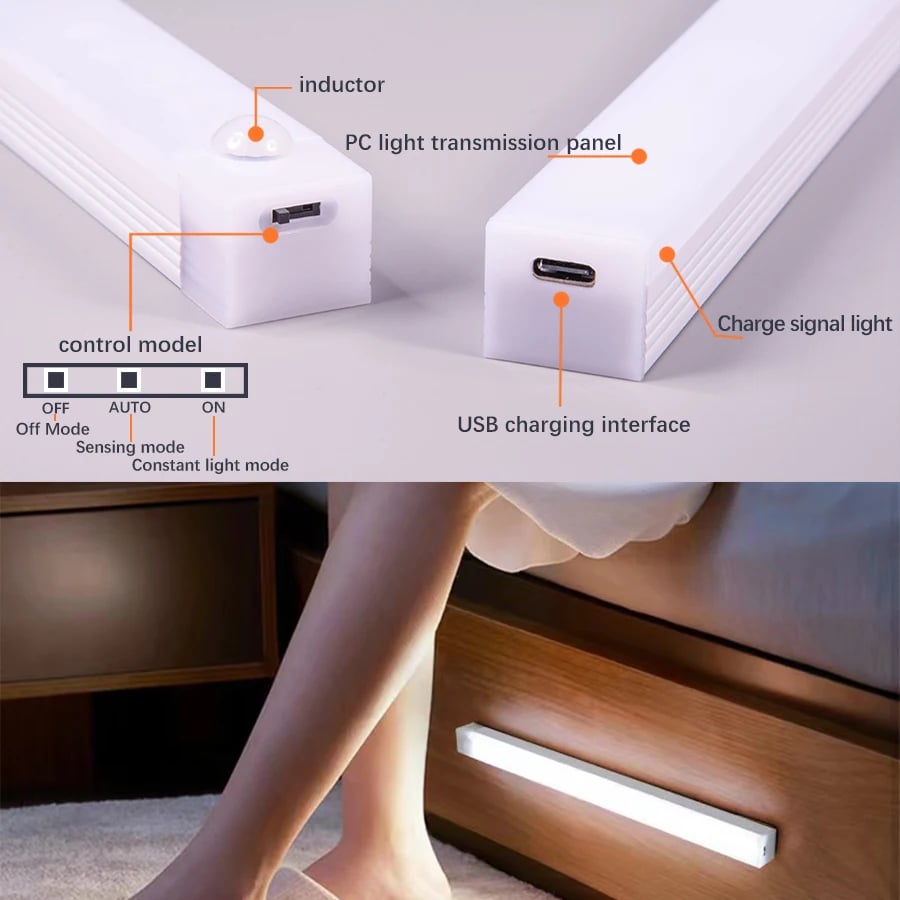 🔥Nyårserbjudande – uppladdningsbar LED-lampa, ingen behov av hålborrning, smart sensor, magnetisk design